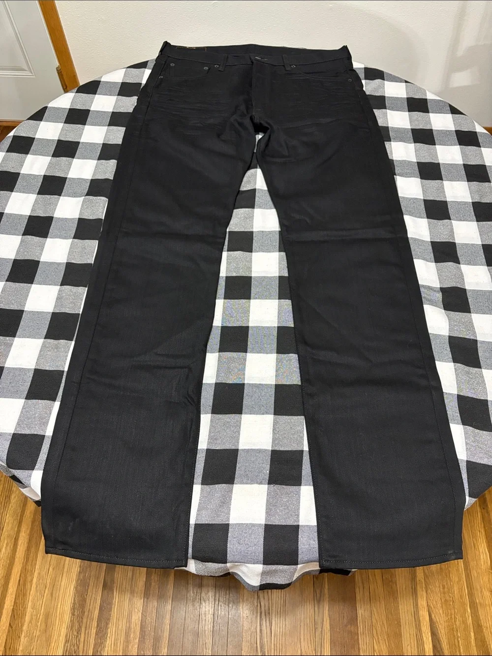 EXC Levi Levi's 501 Polished Black Button Fly Jeans Mens 36 x 36 Cotton Whiskers